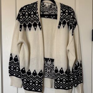 Blu Pepper Cream and Black Geometric Cardigan